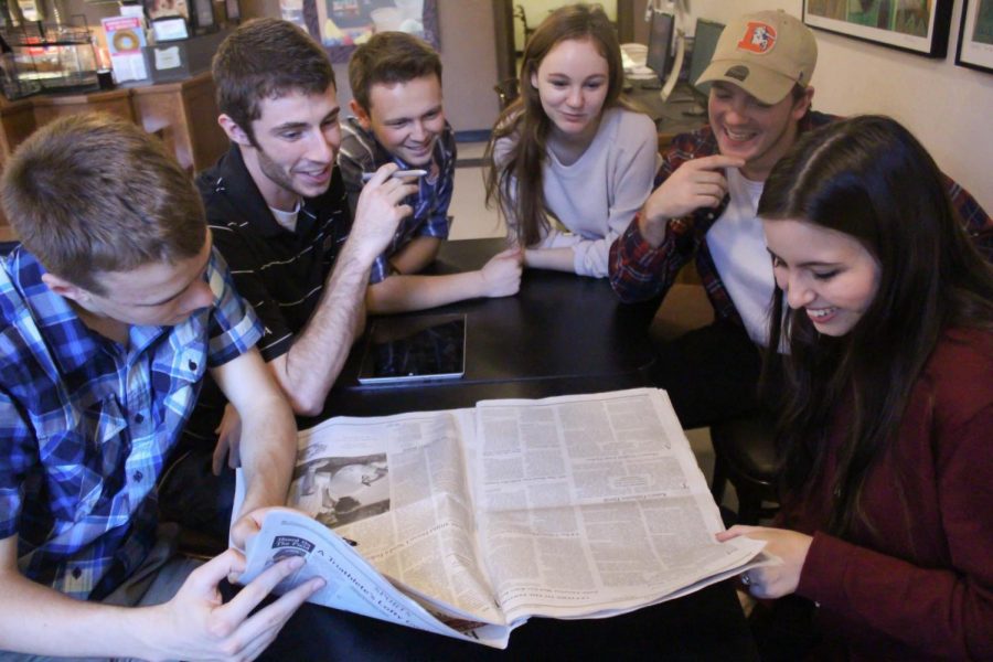 The College Democrats of OSU go over the daily newspaper and discuss politics.