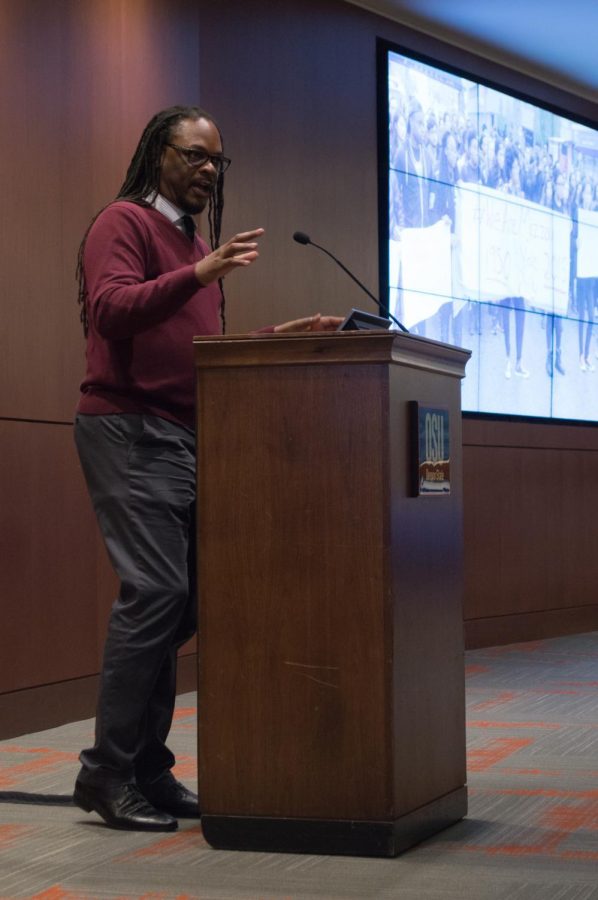 Author and lecturer Lawrence Ross spoke to students about racism on today's college campuses.