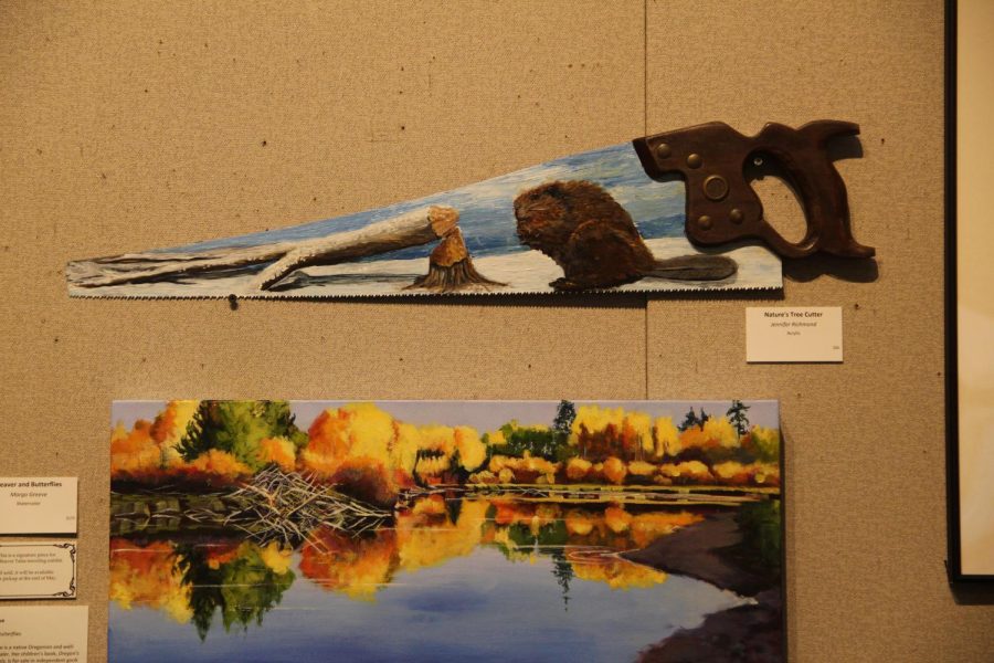 One of the many beaver-related pieces at the exhibition, by artist Jennifer Richmond