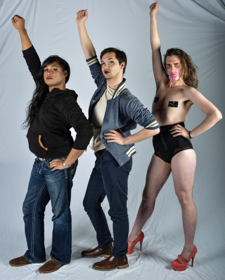 Carmen Sutra, Miss Dharma, and Lucielle S. Balls posing for a studio photograph.