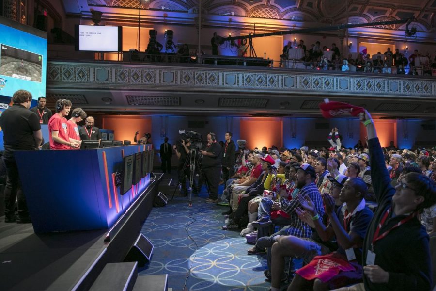 Audience members watch a live competition at the Nintendo World Championships that occurred last weekend. ‘Let’s Play’ videos are video game videos that feature the creator playing a game of choice, typically with their commentary.
