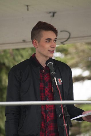 Local activist Court Nicholas speaking at the 2018 Womens March. Nicholas was part of the movement that fought for a third gender option at the Department of Motor Vehicles. 