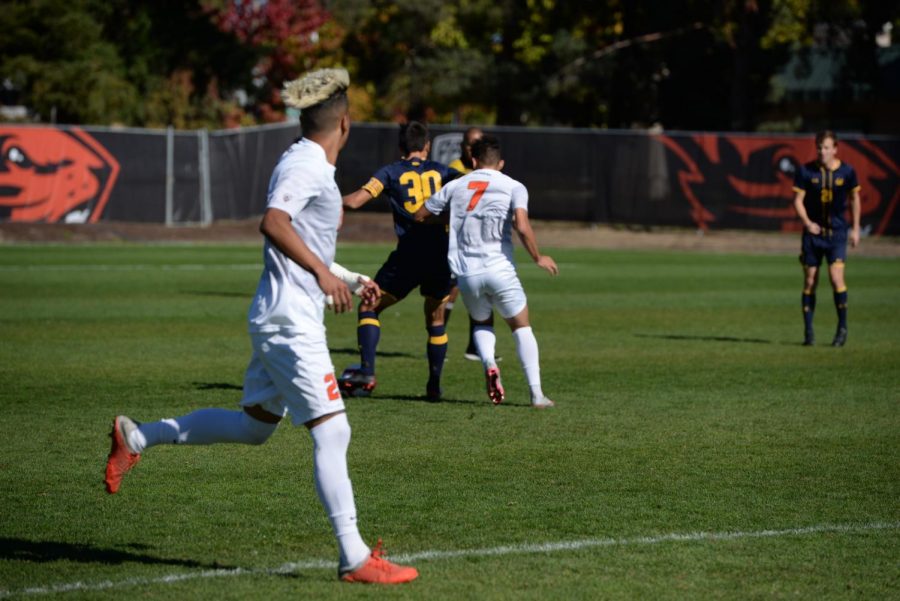 California Golden Bears lead 1-0 at halftime against the Oregon State Beavers. 