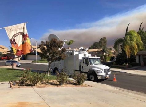 Smoke fills the air around Austin Mullin’s aunt, Susan Salkeld’s, home in California.