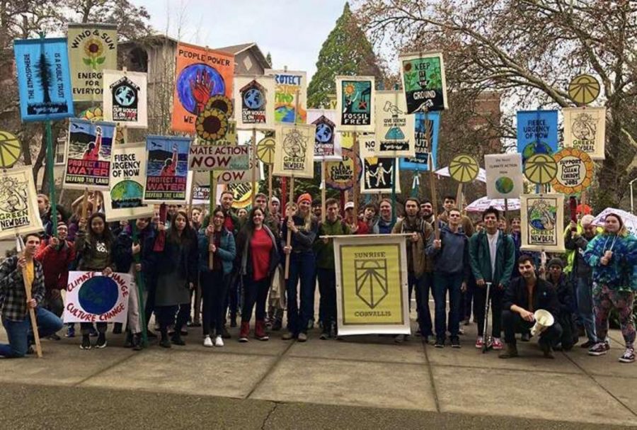 The Sunrise Climate Movement held a rally on Dec. 6 in front of the Kerr Administration building, where protesters demanded OSU continue their commitment to becoming carbon neutral by 2025. 