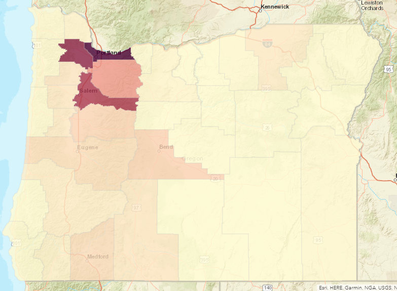 Interactive map of Oregons reported COVID-19 cases