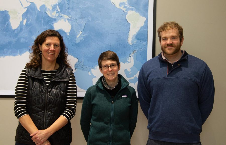 Cara Fritz, Val Stanley and Kevin Konrad are curators for the OSU Marine and Geology Repository. Their job is to log rocks and sediment cores for the repository.
