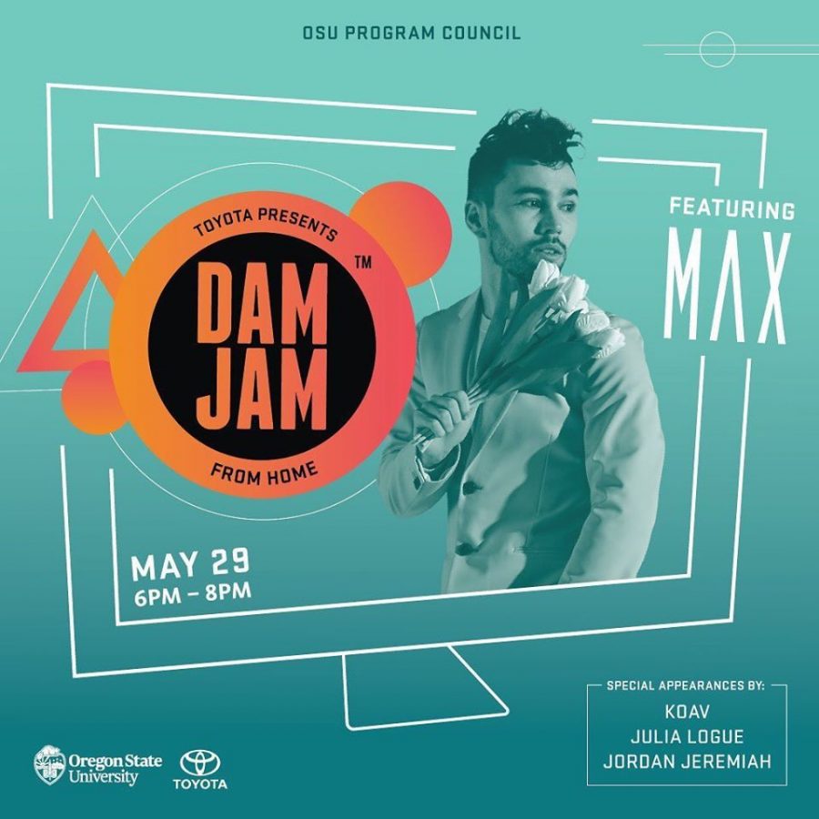 The Oregon State University Program Council has announced that MAX will be this year’s Dam Jam artist. While the event has historically been held at Reser Stadium, due to concerns over the spread of COVID-19, this year’s Dam Jam event—called Dam Jam From Home—will be held remotely.