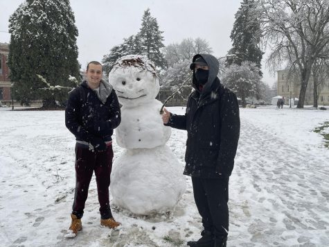 OSU students are excited about the heavy snow and made several snowmen outside of the library.