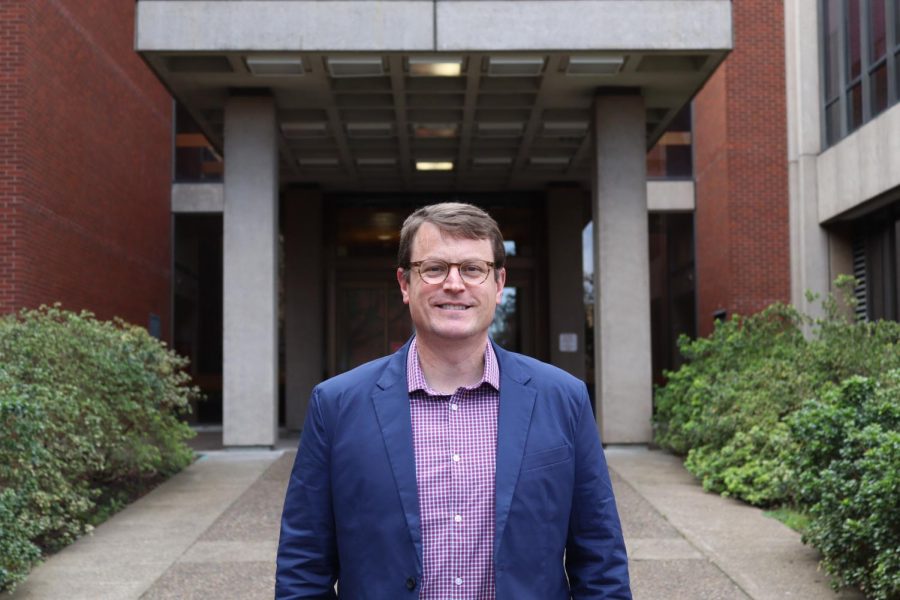 Keith Raab, Oregon State's director of financial aid, can be seen in front of the Kerr Administration building. With COVID-19 bringing financial burden on the community, Keith and the financial aid team are always looking for ways to support and stimulate Oregon State from the ground up.