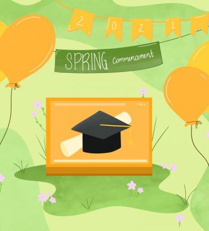 An illustration representing Oregon State Universitys plans to hold all spring Commencement ceremonies virtually. OSU hopes to return to some form of in-person ceremonies in 2022.