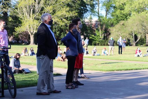 Charlene Alexander, Vice President and Chief Diversity Officer, can be seen as she stands with Oregon State community. OSU’s gathering is one of many around the country, the news of Chauvin’s sentencing sparked waves of celebration across the United States.
