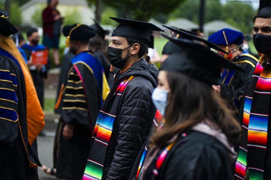Oregon+State+University+students+gather+for+an+in-person+graduation+ceremony+and+walk+together+into+their+next+steps.+Graduates+for+both+the+classes+of+2020+and+2021+were+invited+to+walk+together+through+the+OSU+Corvallis%2C+Ore.+campus+to+Reser+Stadium+after+last+year%E2%80%99s+Commencement+ceremony+was+cancelled+due+to+the+COVID-19+pandemic.