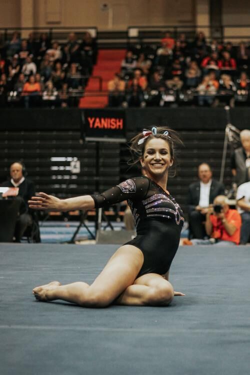 Kaitlyn+Yanish+competing+in+the+all-around+at+Gill+Coliseum+in+2018%2C+when+OSU+defeated+Michigan+State+196.800-191.350.+Yanish+likes+to+see+her+family+and+spend+time+with+them+over+the+summer%2C+but+strives+to+also+make+time+for+training.