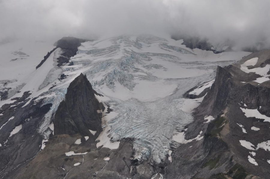 The dusty glacier on Glacier Peak in Wallowa County, Ore. during August, 2021. According to local climate expert Larry ONeill, rainfall, heat from the summer, the snowpack in the mountains and how early the snowpack melts out are all factors to consider when determining the severity of drought.  