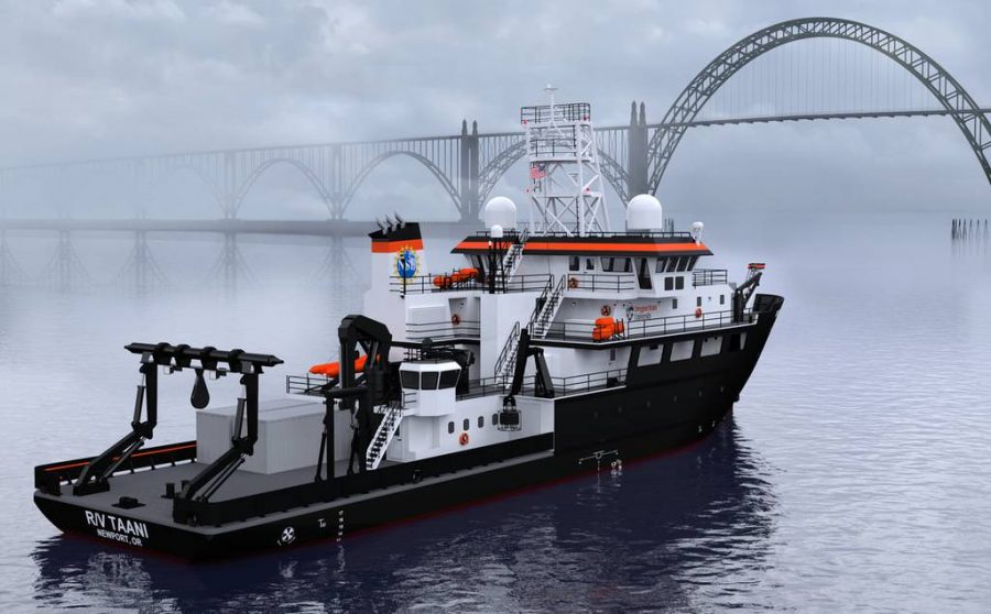 An artistic rendition of the Regional Class Research Vessel Taani, with permission from Oregon State University.