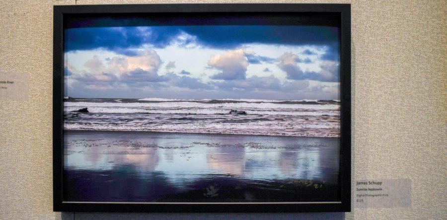 A digital photographic piece by James Scupp, “Sunrise Neskowin.” Scupp’s art is currently being featured at the Giustina Gallery at the LaSells Stewart Center in Corvallis, Ore. until March 18. 