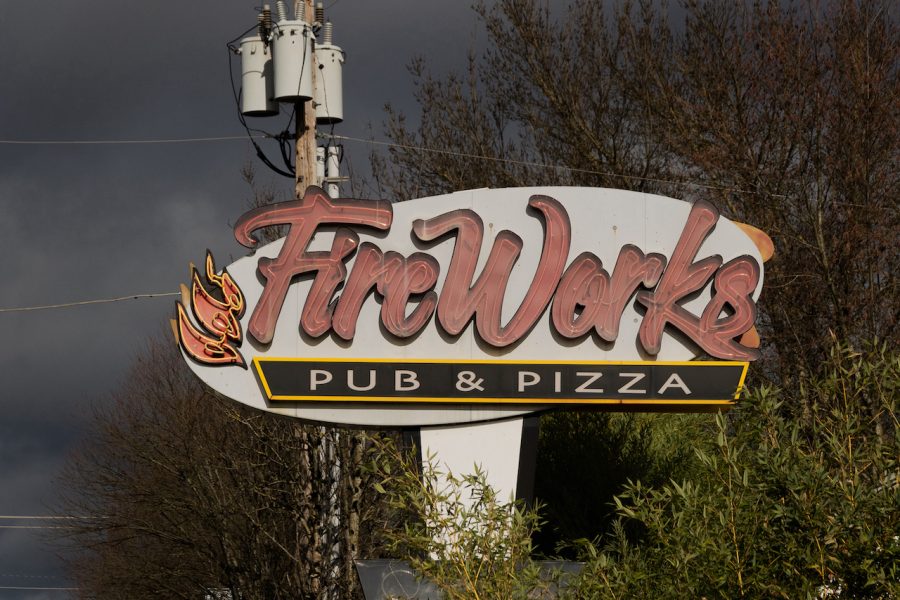 The sign of FireWorks Pub & Pizza located in south Corvallis, Ore at 1115 SE 3rd St. FireWorks  is closing after 20 years of business and will be having its last event on Feb. 5 and 6.