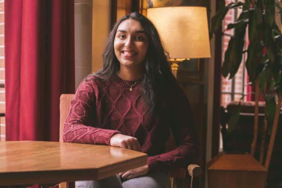 Maya Sonpatki, the accessibility and wellness coordinator at the Associated Students of Oregon State University, poses for a photo in the Memorial Union on Jan. 23. Sonpatki is trying to encourage OSU administration to push forward Oregon’s Menstrual Dignity Act at the university.