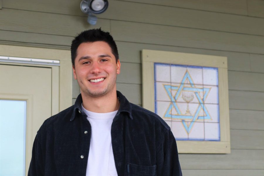 Oregon State University third-year student and Orange Media Network Assistant Sports Editor Benjamin Rabbino stands in front of Beit Am located in Corvallis, Ore. Rabbino was raised Jewish, and though he says he hasn’t experienced antisemitism at OSU specifically, he notes he has seen antisemitism off campus. 