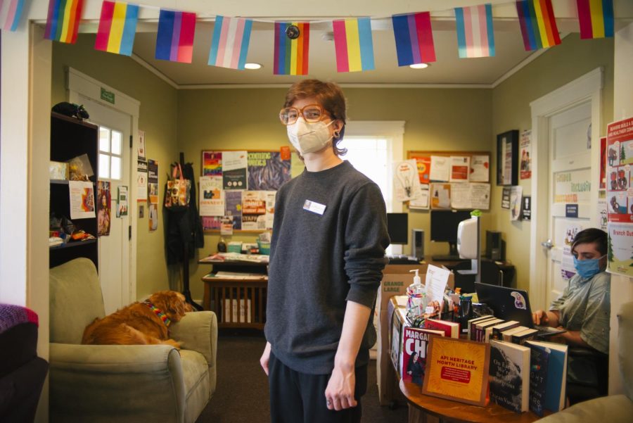 Studio Art major Lee Niemi poses inside the Pride Center at Oregon State University in Corvallis, Ore. on May 17. Niemi is a student worker at the OSU Pride Center which celebrated its 20th year anniversary last year.