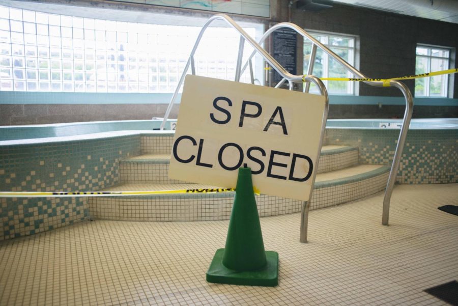 Signage at Dixon Recreation Center tells OSU community members that the spa is currently
closed. The Dixon Spa has been closed to students since early 2020.