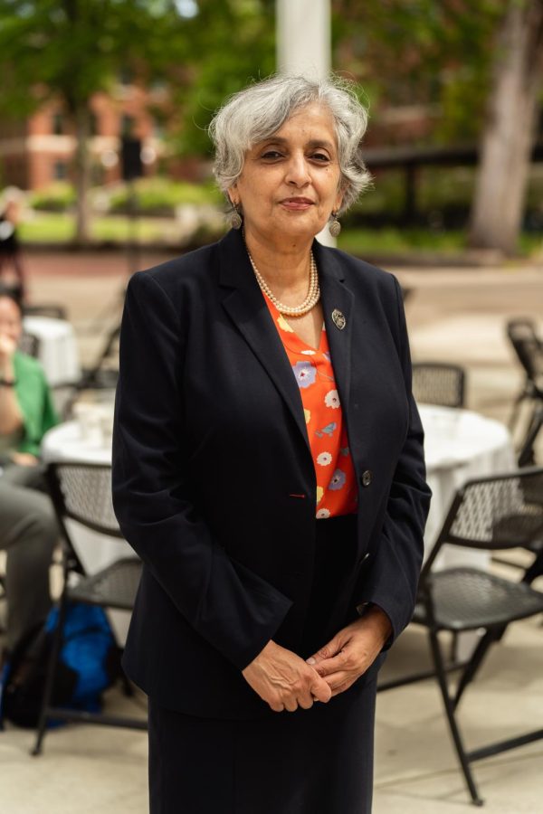 Jayathi Murthy pictured in the Student Experience Center Plaza on June 7 during a reception for her being selected to be Oregon State Universitys 16th president. Murthy was unanimously elected by the OSU Board of Trustees on June 7, and began the position as president on Sept. 9, 2022. 