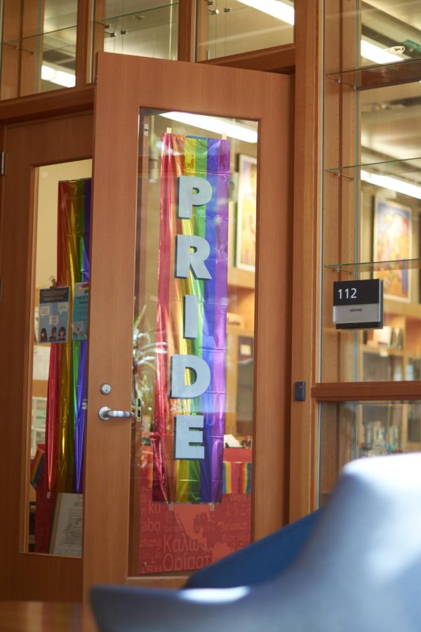 The entrance to the Pride center, photographed on September 9, 2022. The new temporary location for the Pride center and SOL is in room 112 in the Student Experience Center. 
