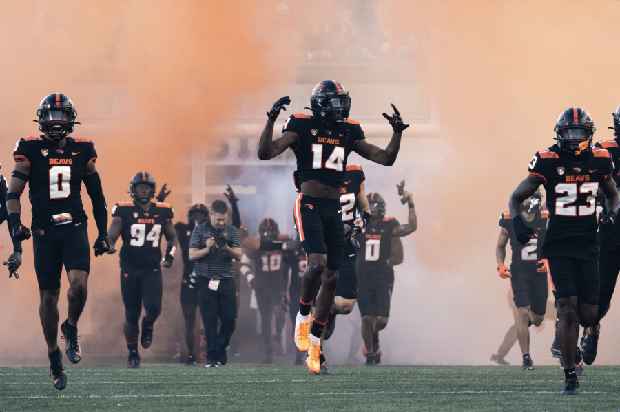 The+Oregon+State+Beavers+run+out+from+their+locker+room+on+Sep.+3+inside+of+Reser+Stadium+against+the+Boise+State+Broncos.+The+Beavers+play+host+to+the+Montana+State+Bobcats+this+Saturday%2C+making+it+the+first+time+playing+at+Providence+Park+since+1986.
