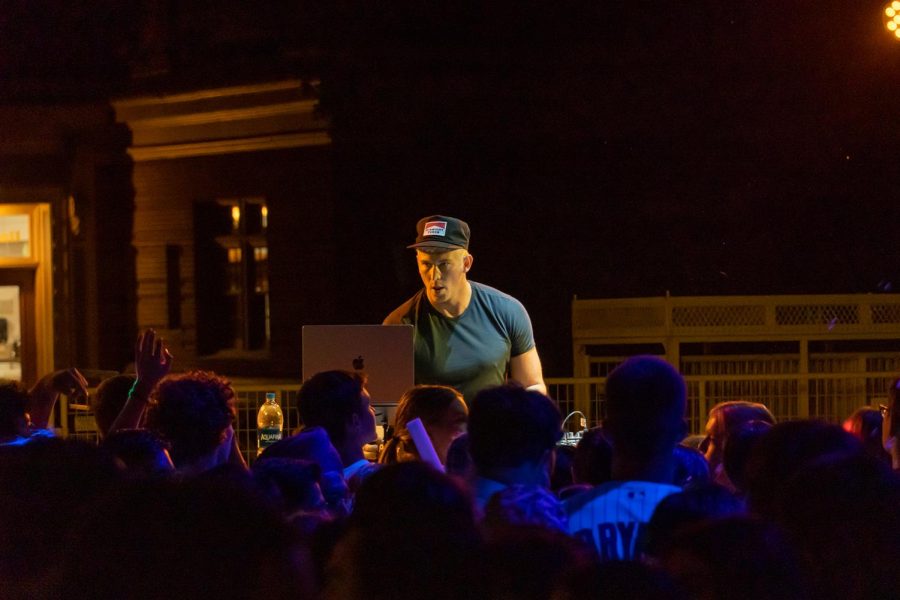 DJ, Blake Horstmann, performs for Oregon State University students at the “Afterglow” event in the Student Experience Center Plaza on Friday, Sept. 23. The event ran from 9 p.m. to 11 p.m. and provided free snacks and drinks for students that attended.