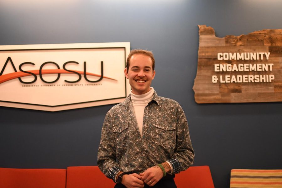 Student Fee Committee chair Joe Page poses for a photo in the ASOSU office on Jan. 17. “Every unit has introduced a decision package to adjust for that cost of living,” Page said. “For some units, that’s the only additional money that they’re asking for.”