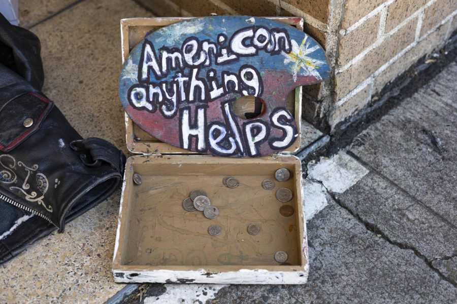 A donation box in downtown Corvallis in August of 2022. Since Gov. Tina Kotek’s declaration of homelessness as a state of emergency this last January, multiple legislative bills have been proposed to address the issue that has been an increasing issue in Oregon.