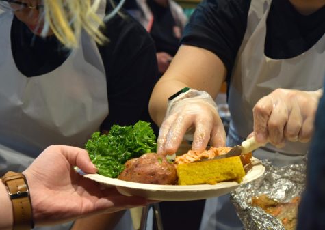 Food being served during the annual Salmon Bake hosted by the Ina Haws Cultural Center in 2019.