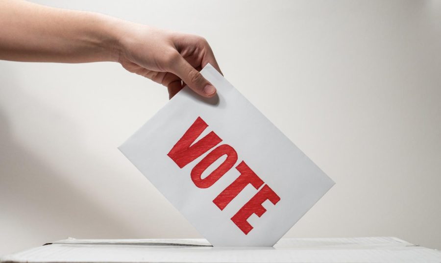 A photo illustration of a person voting taken on Feb. 19. With preliminary results from the Secretary of State’s website showing that 57.26% people voted against the measure, there is a small chance that the measure will pass.