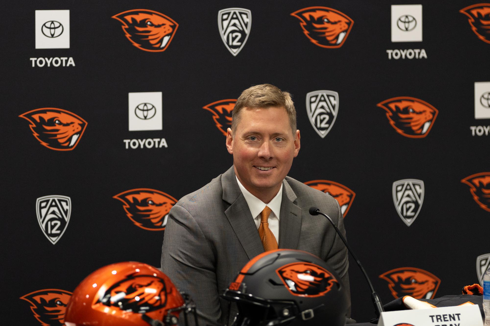 Head coach Trent Bray at the introductory press conference on Nov. 29.