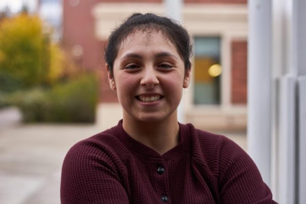 Fourth-year Construction Engineering Management Major and AROTC intern Gabrielle Sanchez (she/her) poses for a photo in Corvallis on Nov. 3, 2023.