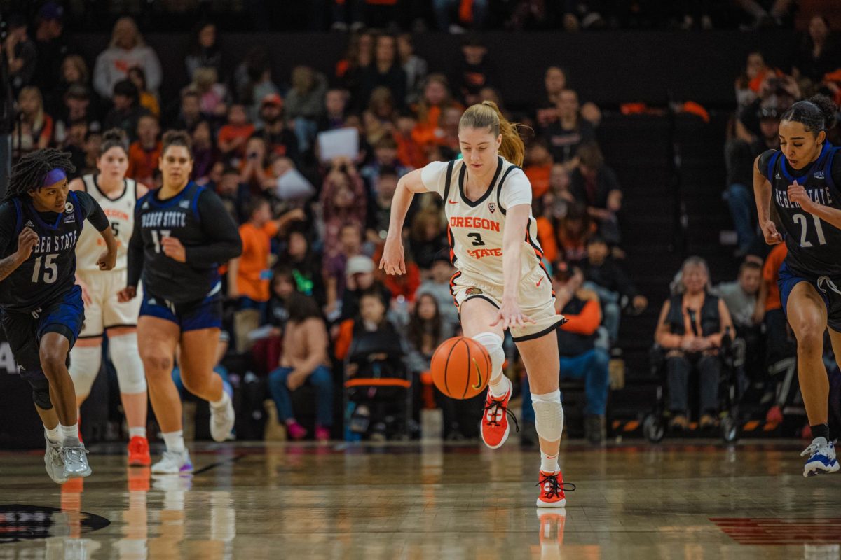 Freshman guard Dominika Paruovà in Oregon State Beavers win over Weber State in a home game at Gill Coliseum on Nov 29, 2023 


