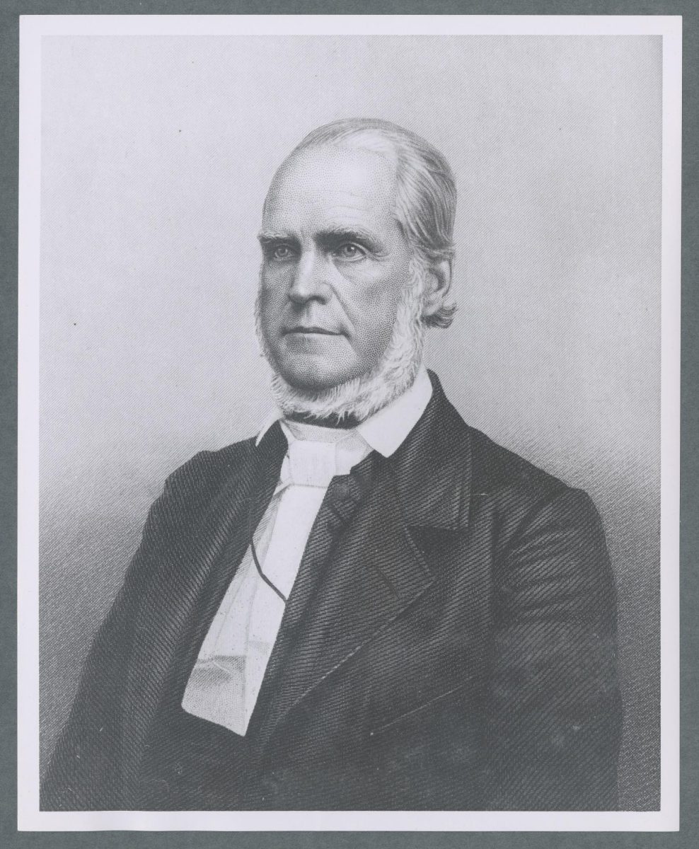 An 1858 portrait of Orceneth Fisher, who purchased Corvallis College in 1860 and transferred its ownership to the Methodist Episcopal Church, South. 