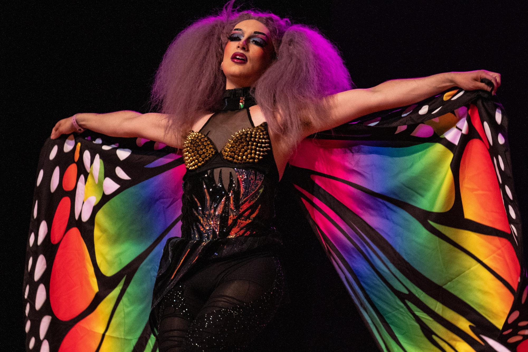 Drag Queen Lavender Haze (she/they) performing in LaSells Center in Corvallis, OR on June 2, 2023.