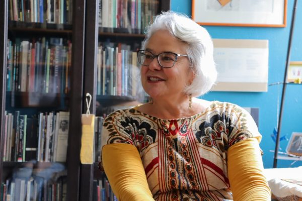 Karen Holmberg talks about Van Pelt’s novel Remarkably Bright Creatures at
Moreland Hall at Oregon State University on January 31st, 2024.