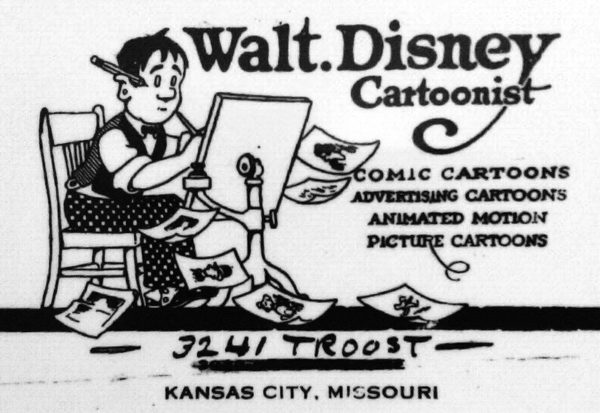 Walt Disney’s 1921 Business Envelope, from when he was based in his hometown of Kansas City, Missouri, featuring a self-portrait.
