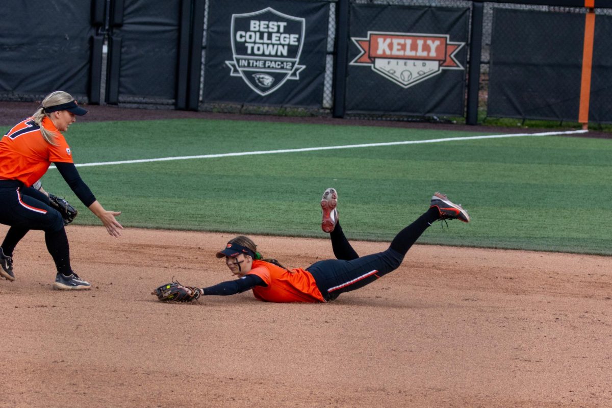Oregon State softball played Stanford, Friday, April 12, to start the three game series at Kelly field. 