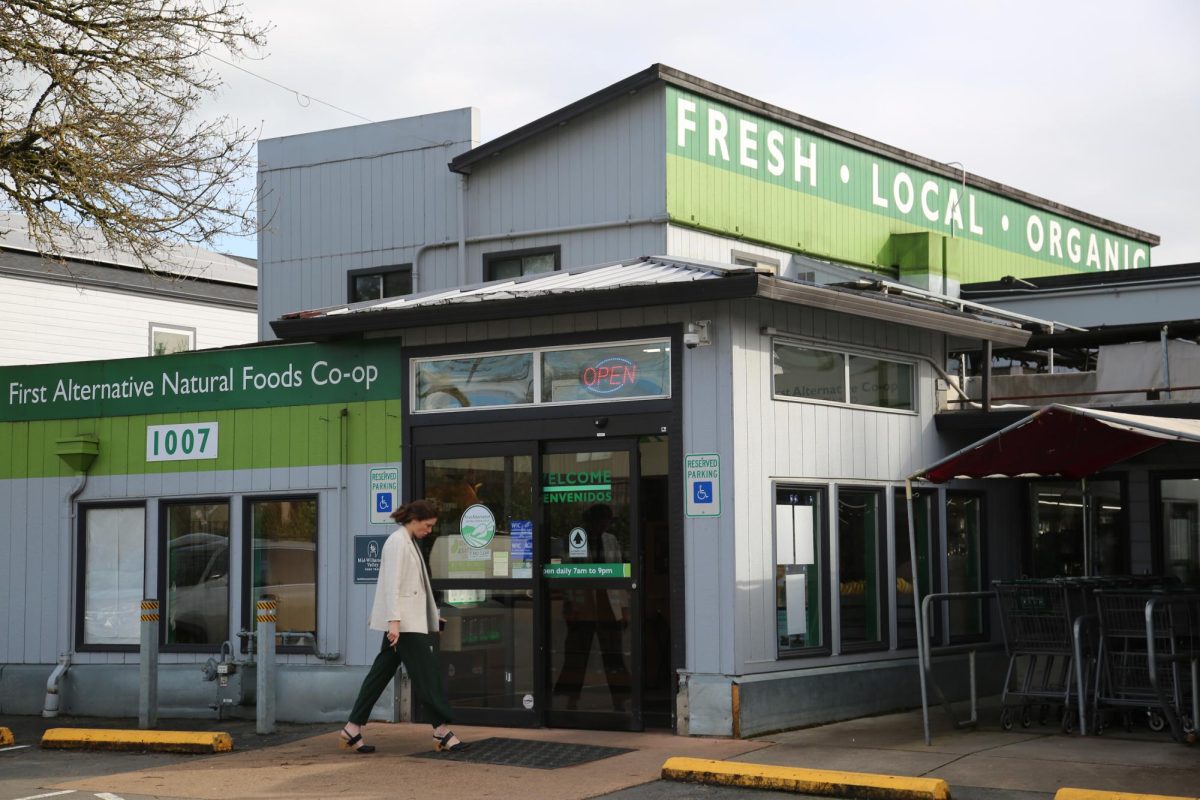 A customer walks into the First Alternative Co-op grocery store in south Corvallis, Oregon on March 13. 
