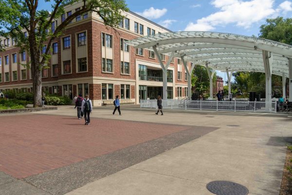 The MU Brick Mall, where ASOSU is putting on a clothing swap in Corvallis, Oregon on May 23, 2024
