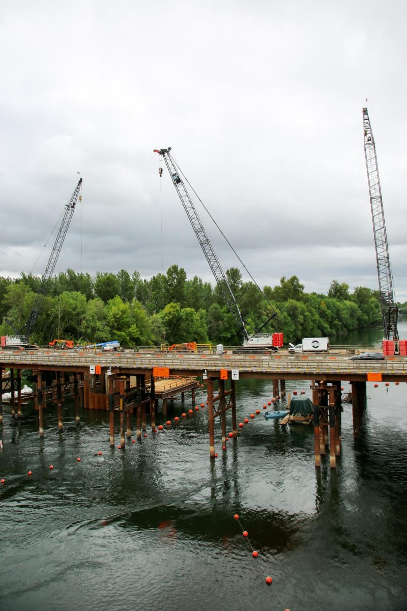 Construction is underway on the new bridge in downtown Corvallis