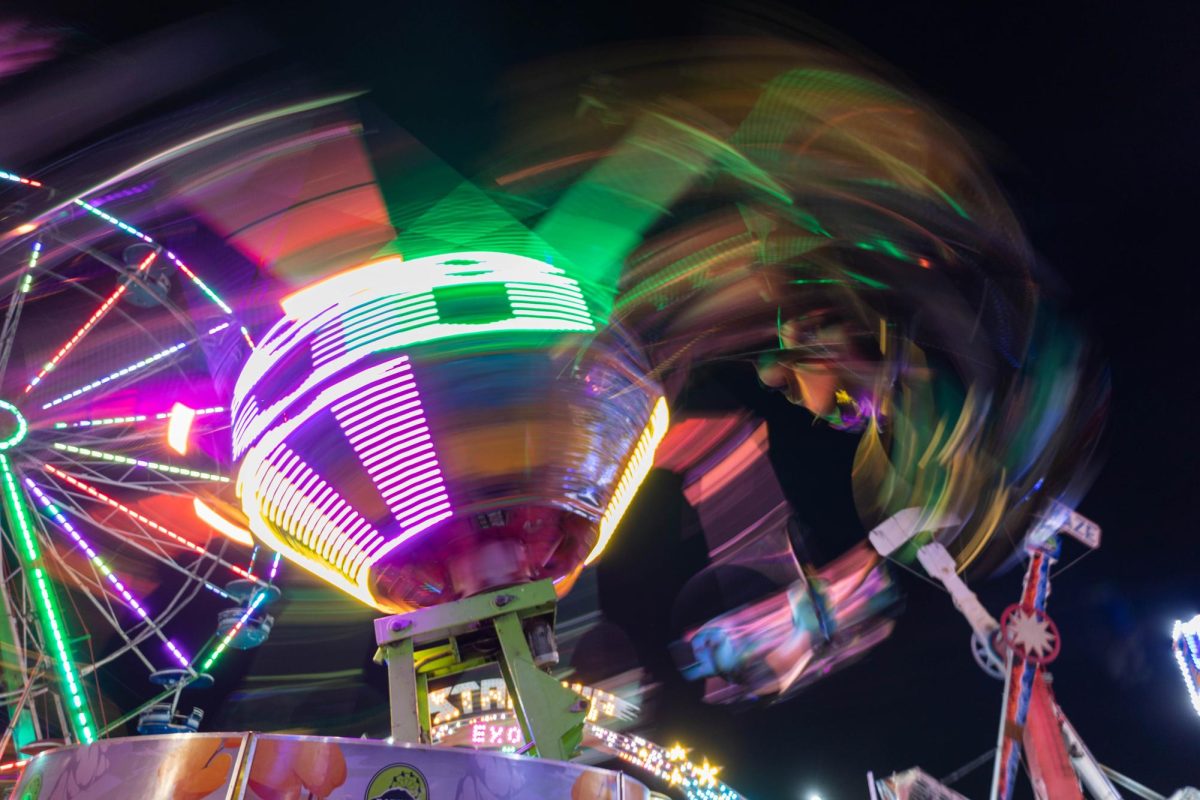 A carnival ride spins violently at the Benton County Fair on Saturday in Corvallis.