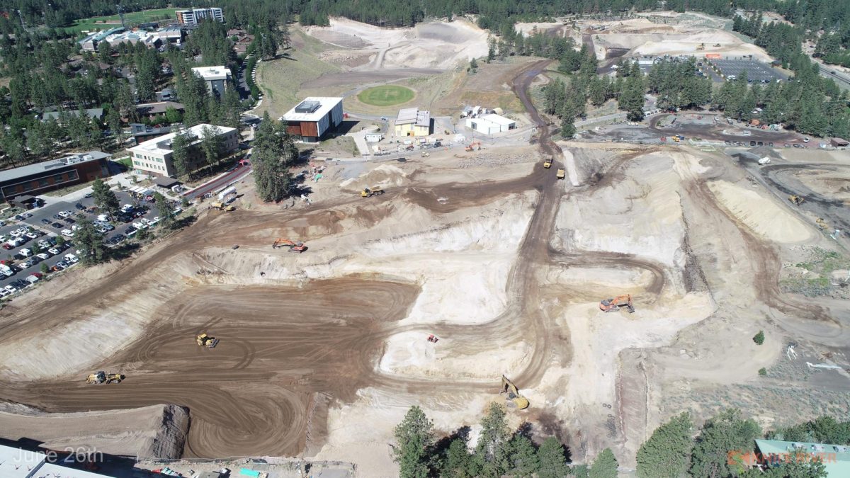 Construction continues on the Innovation District project at the OSU Cascades campus on June 26 in Bend. 