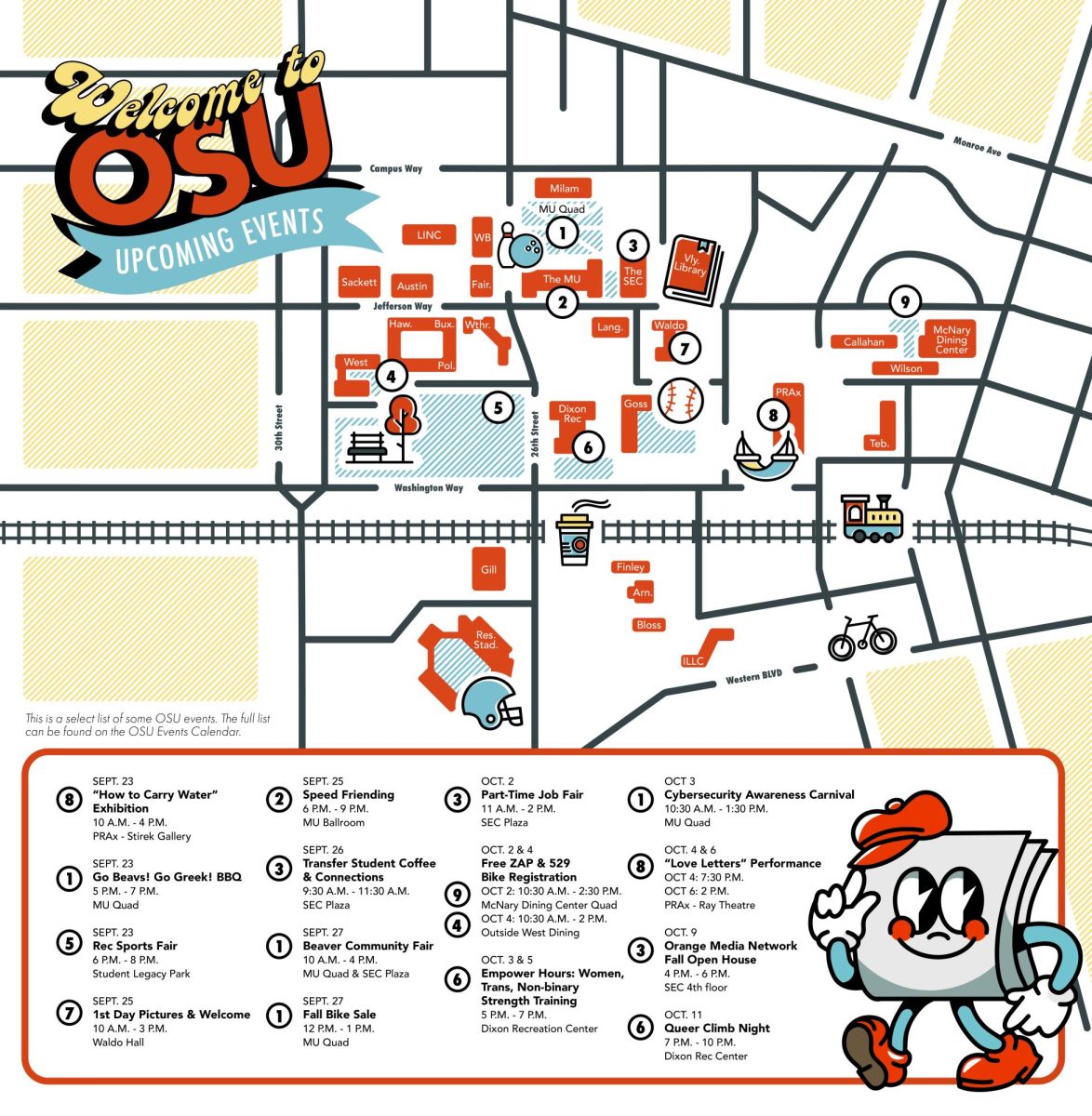 OSU Welcome Map with Upcoming Events