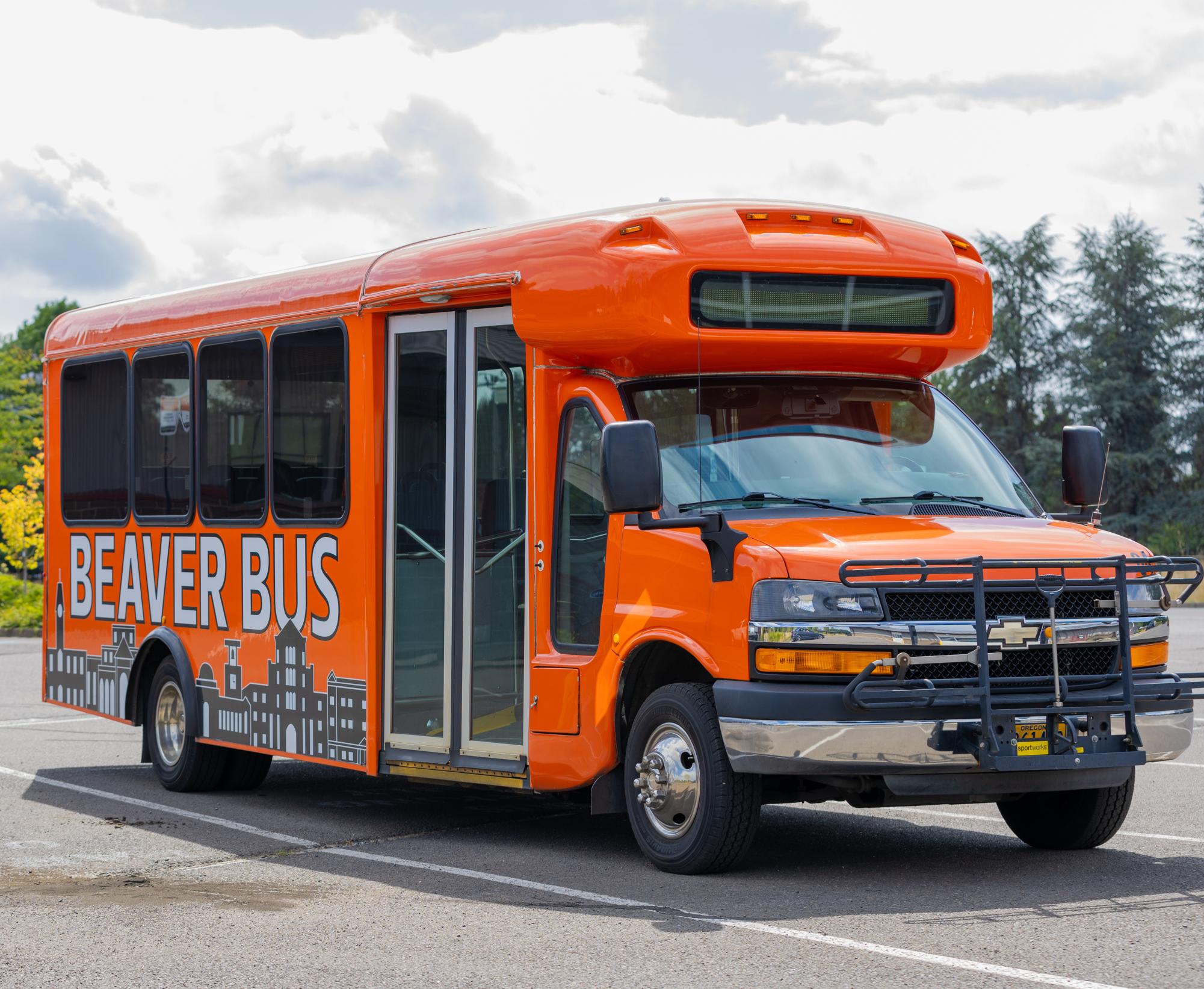 The Beaver Bus, parked near the university motor pool on August 27, waits to get back into service for the 2024 fall term at Oregon State University in Corvallis.