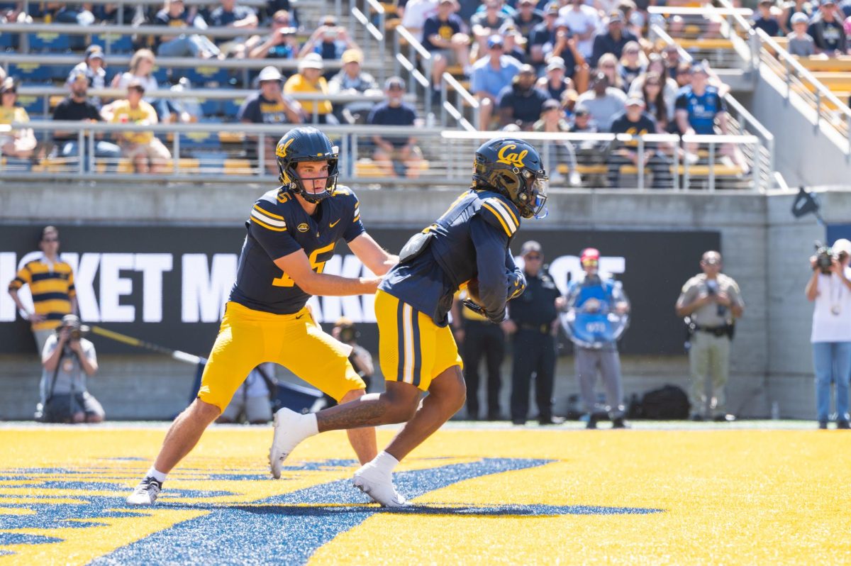  Fernando Mendoza and Jadyn Ott at Cal's game against UC Davis at California Memorial Stadium on Aug. 31. 